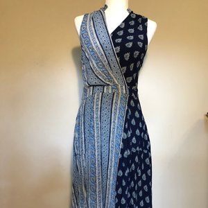 Maeve Blue Faux Wrap Midi Dress